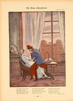 Simplicissimus 1913 By Woelf Window Scene On Linen Original