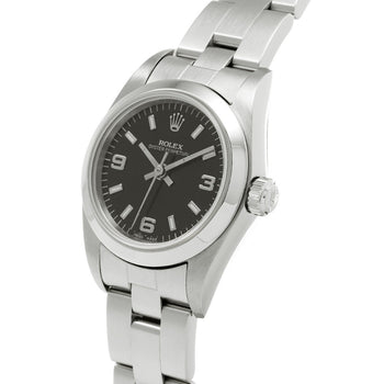 Rolex Oyster Perpetual 76080 Black Case Size 2424Mm Ladies Used Watch #711121