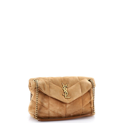 Saint Laurent Loulou Puffer Shoulder Bag Quilted Suede Small