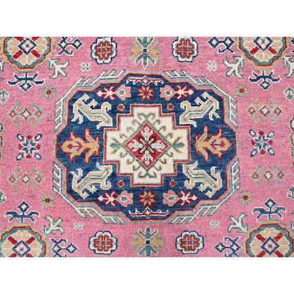 8'9"X11'8" Pink Kazak With Tribal Design Hand Knotted All Wool Oriental Rug