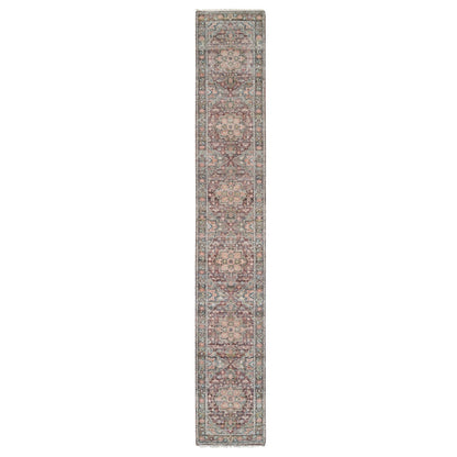 2'6"X15'8" Red Wool Heris Revival Hand Knotted Xl Runner Oriental Rug
