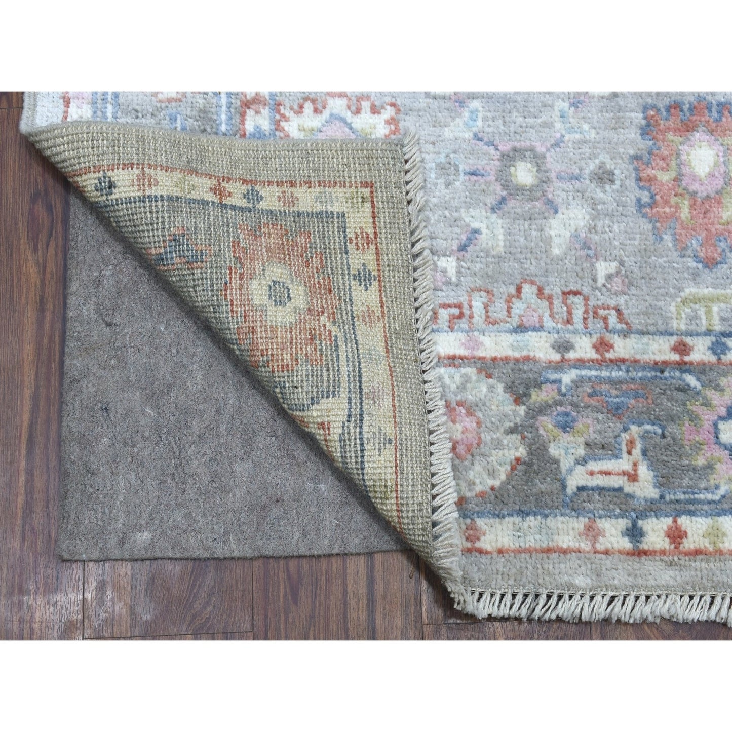 3'2"X10' Angora Oushak Hand Knotted Gray Soft Organic Wool Runner Rug