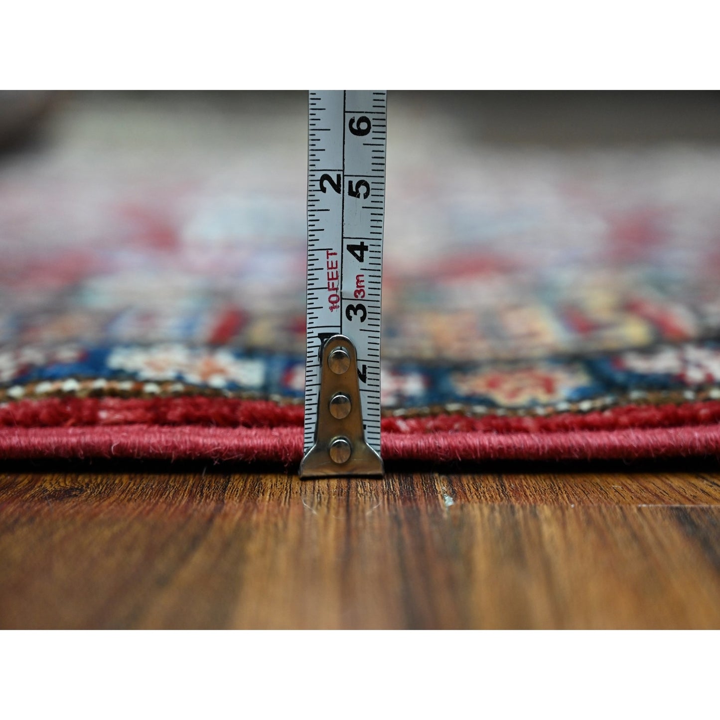 2'9"X4'1" Red Hand Knotted Super Kazak Pure Wool Medallions Oriental Rug