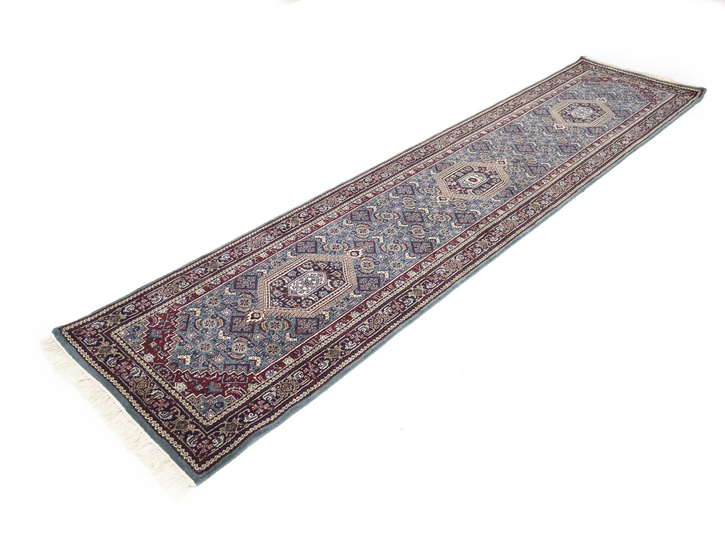 Hand-Knotted Indo-Bidjar Oriental Runner Rug Wool