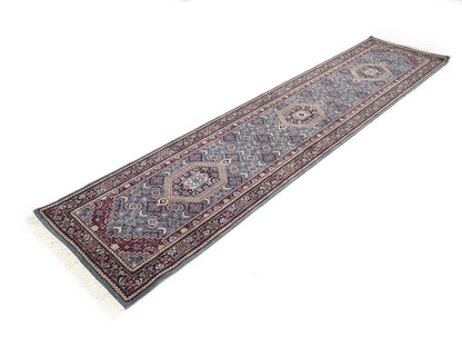 Hand-Knotted Indo-Bidjar Oriental Runner Rug Wool
