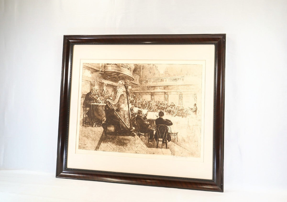 Ferdinand Schmutzer 1926 Original Etching -Wiener Philharmoniker Austrian Signed