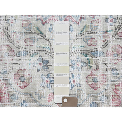 2'X2'7" Ivory Vintage Farsian Karman Worn Wool Hand Knotted Mat Rug