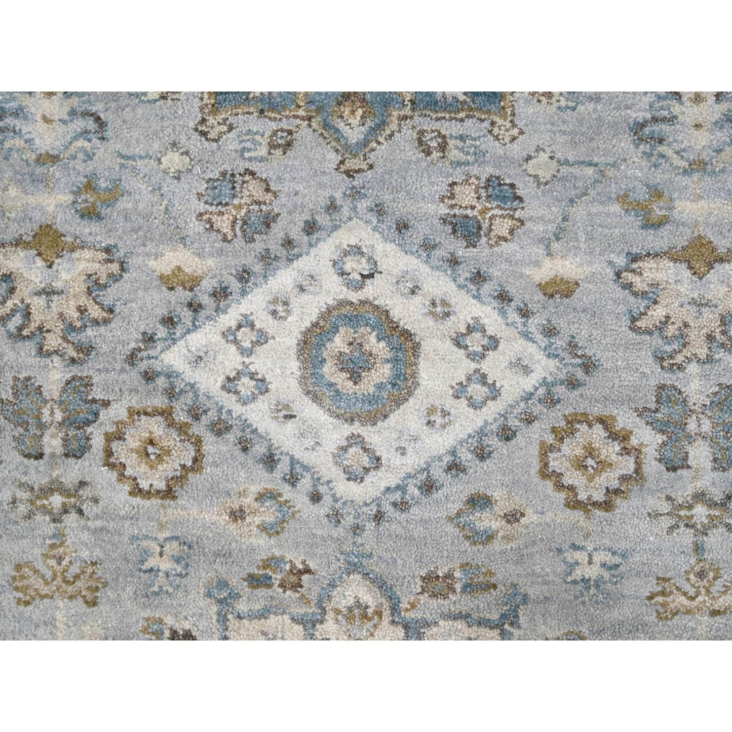 2'7"X27'9" Gray Karjihooz Geometric Design Hand Knotted Wool Runner Rug