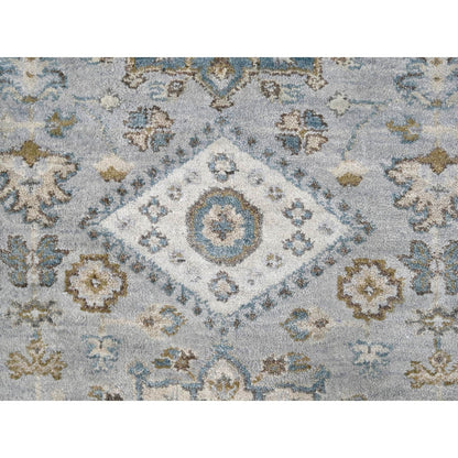 2'7"X27'9" Gray Karjihooz Geometric Design Hand Knotted Wool Runner Rug