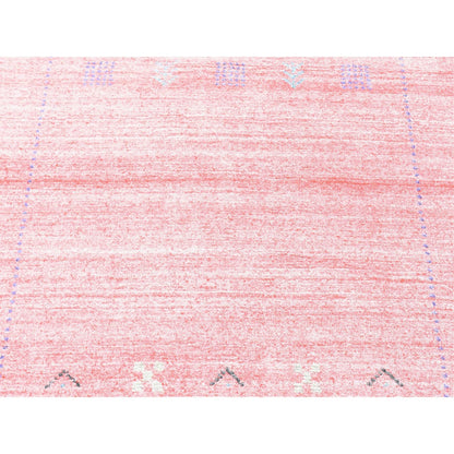 2'6"X17'9" Soft Pink Modern Wool And Silk Hand Loomed Xl Runner Rug