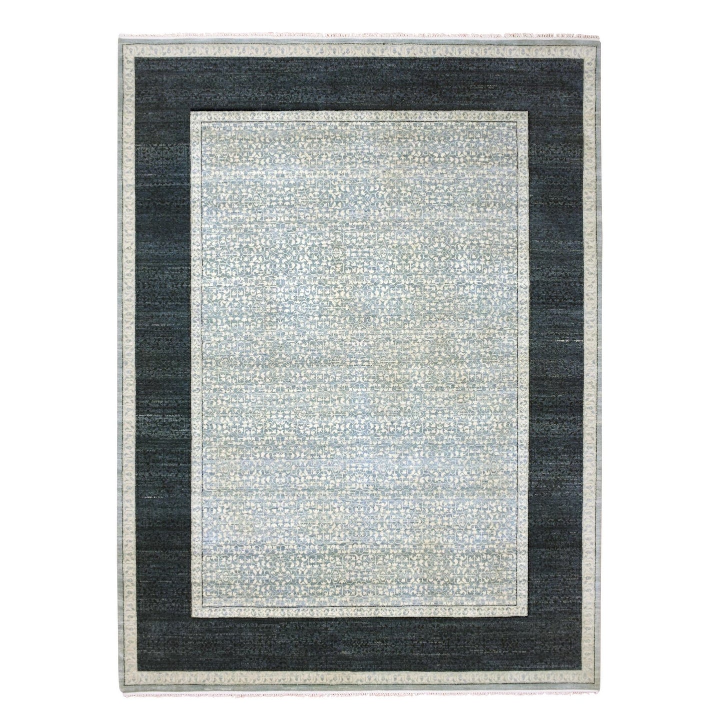 9'X12'3" Blue Modern Design Pure Wool Hand Knotted Oriental Rug