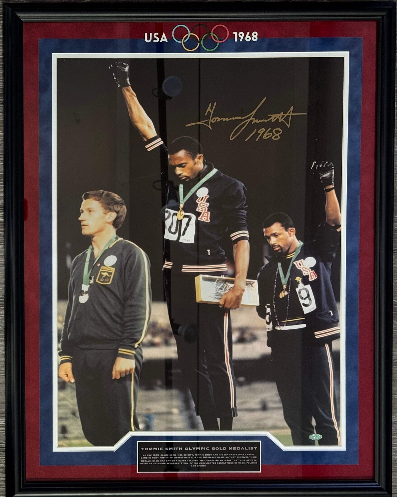Tommie Smith Autographed 20X24 Olympic Photo Framed (Steiner)