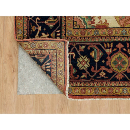 10'X10' Fire Brick Red Wool Antiqued Fine Heris Hand Knotted Square Rug