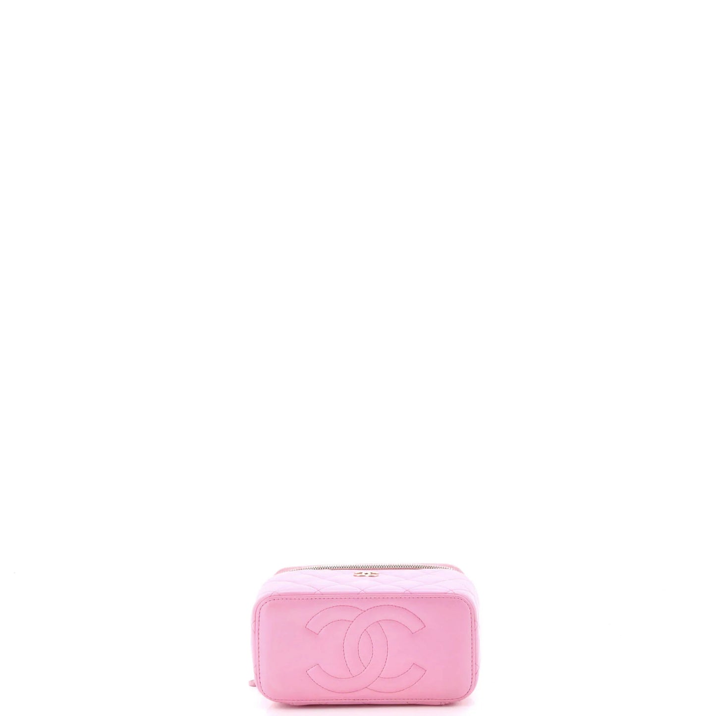 Chanel Classic Top Handle Vanity Case With Chain Quilted Lambskin Small