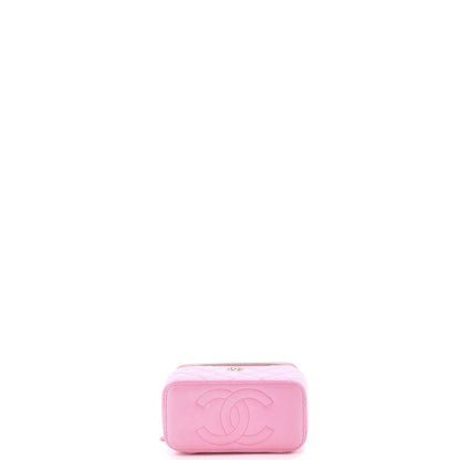 Chanel Classic Top Handle Vanity Case With Chain Quilted Lambskin Small