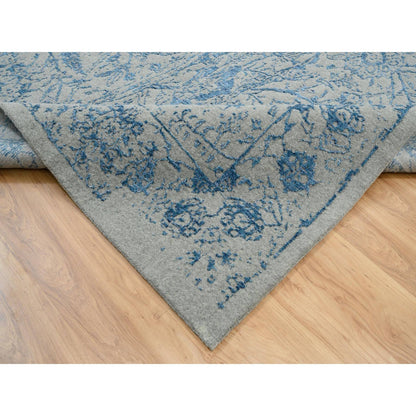 12'X12' Gray Fine Jacquard Hand Loomed Wool And Silk Square Rug