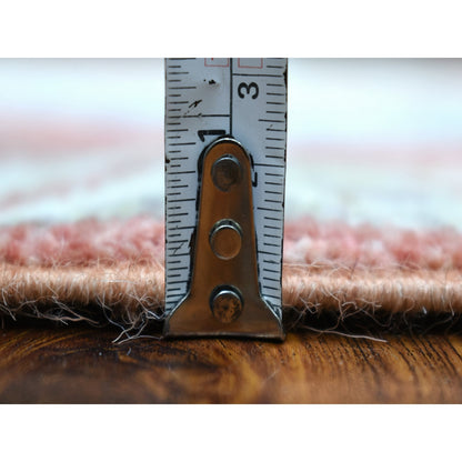 2'10"X9'6" Coral Red Afghan Angora Oushak Wool Hand Knotted Runner Rug