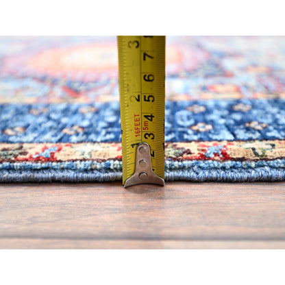 2'8"X15'4" Blue Hand Knotted Mamluk Dynasty Wool Xl Runner Oriental Rug