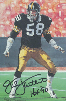 Jack Lambert Autographed Goal Line Art Card (Jsa)