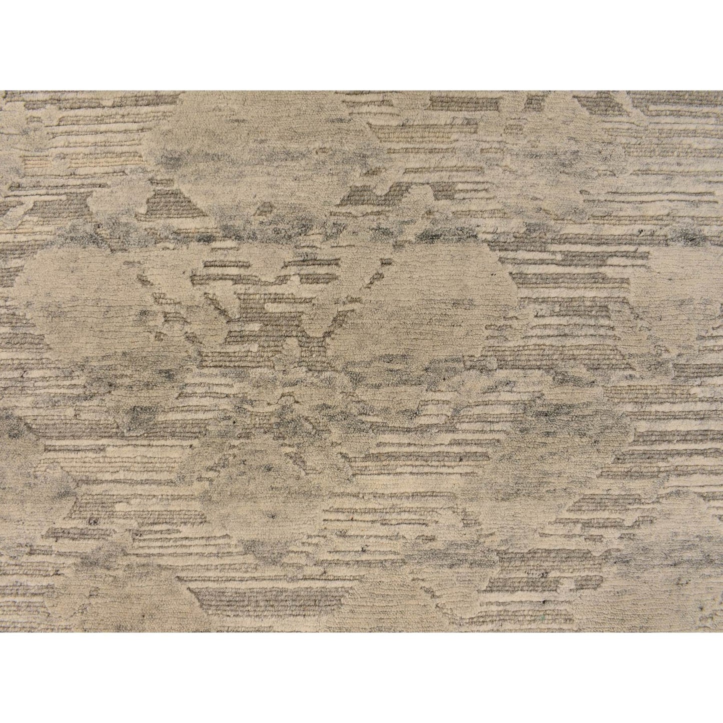 8'1"X8'1" Gray Undyed Natural Wool Modern Hand Knotted Round Rug