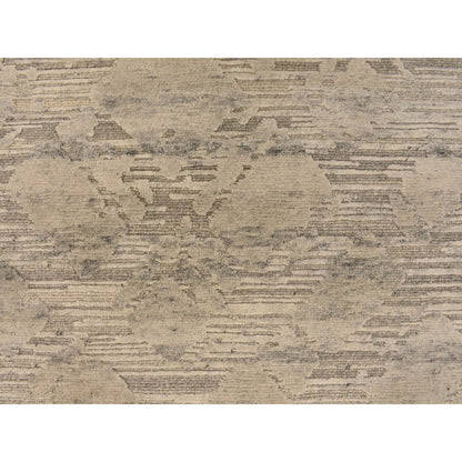 8'1"X8'1" Gray Undyed Natural Wool Modern Hand Knotted Round Rug