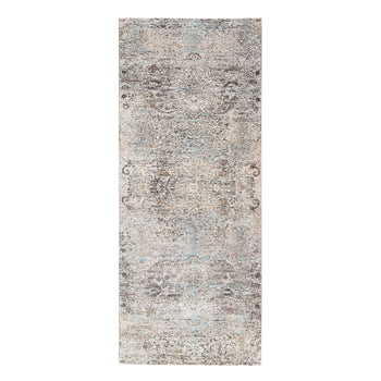 4'X10' Gray Transitional Farsian Silk/Wool Hand Knotted Wide Runner Rug