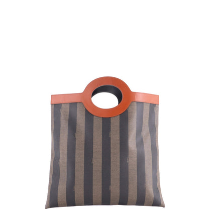 Fendi Vintage Pequin Cut Out Handle Bag Coated Canvas Large