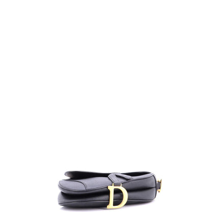 Christian Dior Saddle Handbag With Strap Leather Medium
