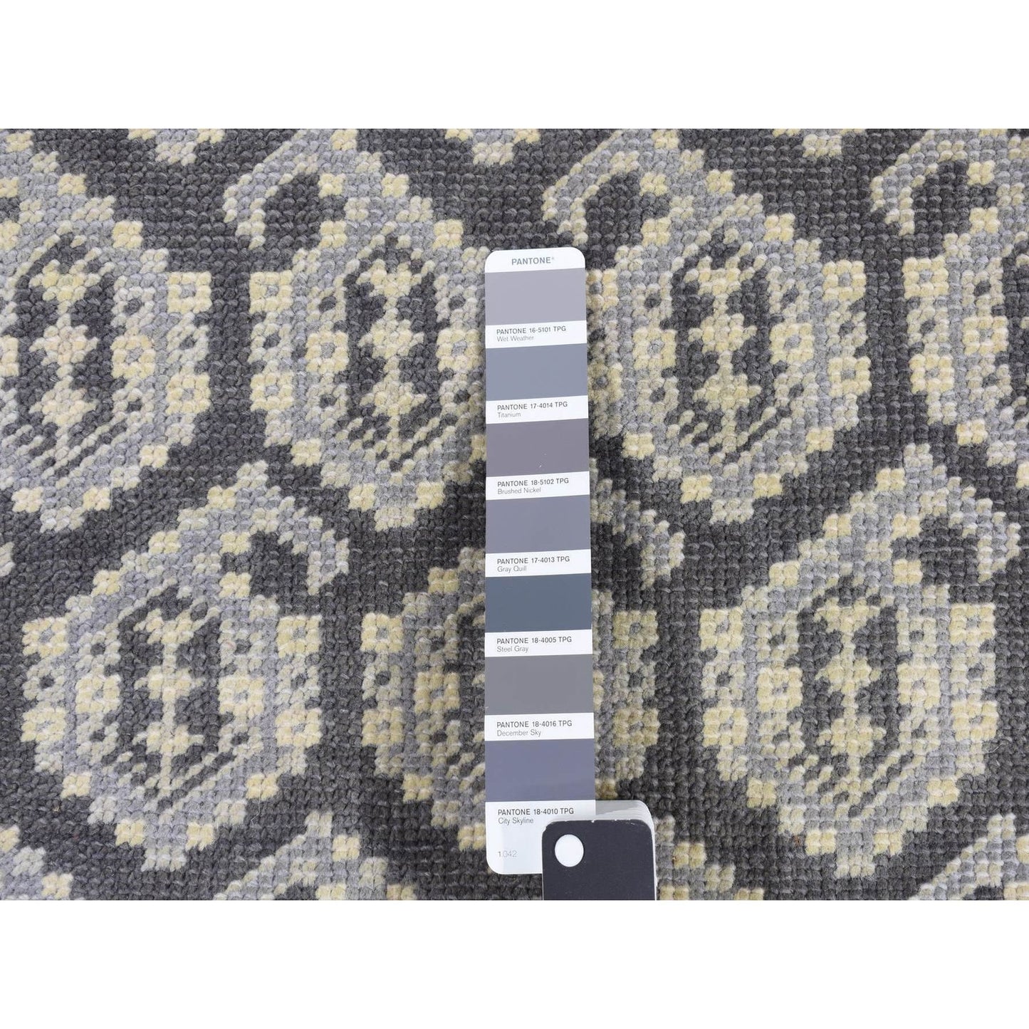 2'X3' Davy Gray Turkish Knot Oushak Design Hand Knotted Pure Wool Rug