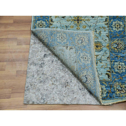 2'8"X24'1" Blue Wool Shah Abbas Floral Design Hand Knotted Xl Runner Rug