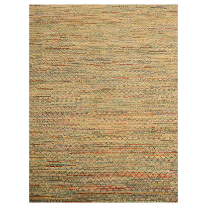 9'1"X12'2" Beige Wool And Sari Silk With Textured Weave Hand Knotted Rug