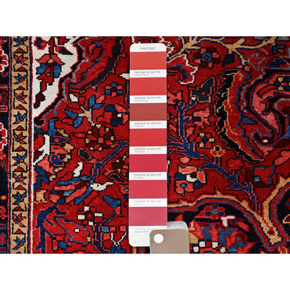 7'10"X10'8" Red Natural Wool Hand Knotted Zoroastrian Antique Heris Rug
