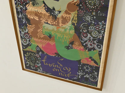 Vintage Bjorn Wiinblad 1001 Nights Original Serigraph Poster Signed Framed