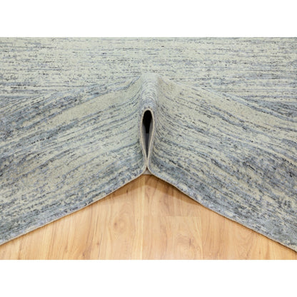 6'1"X9' Light Gray Jacquard Hand Loomed Modern Natural Wool Oriental Rug