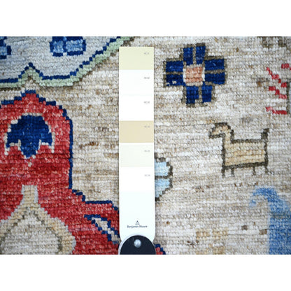 3'1"X7'9" Tan Color Anatolian Village Inspired Wool Hand Knotted Rug
