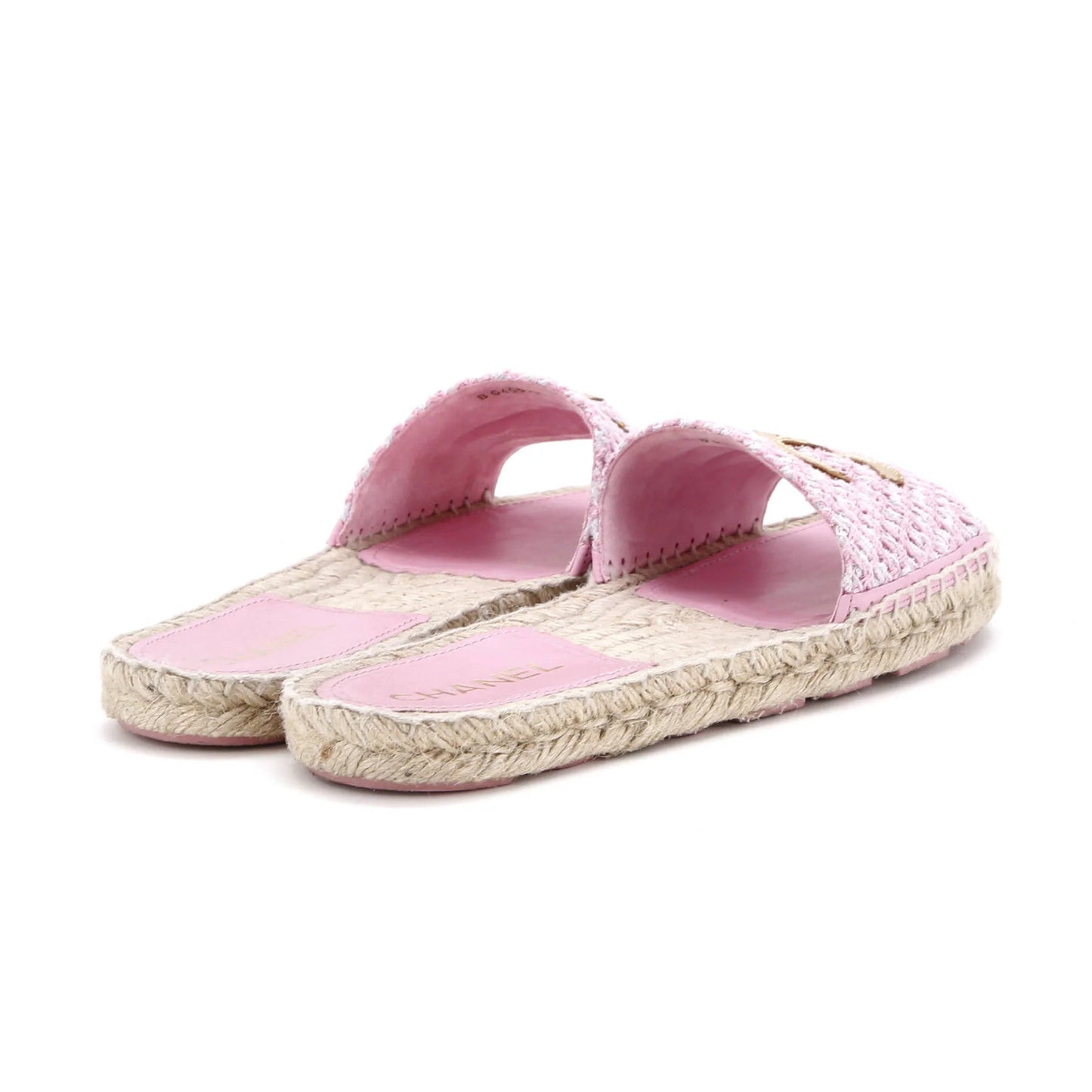 Chanel Women'S Cc Espadrille Slide Sandals Tweed