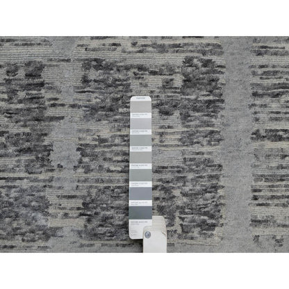 8'1"X10' Nevada Gray Modern Design Undyed Natural Wool Hand Knotted Rug