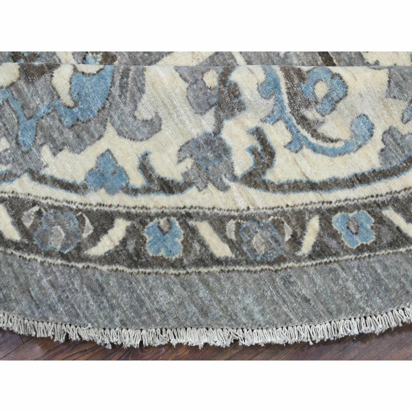11'8"X11'8" Hand Knotted Gray Heriz Fine Peshawar Pure Wool Round Rug
