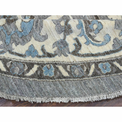 11'8"X11'8" Hand Knotted Gray Heriz Fine Peshawar Pure Wool Round Rug