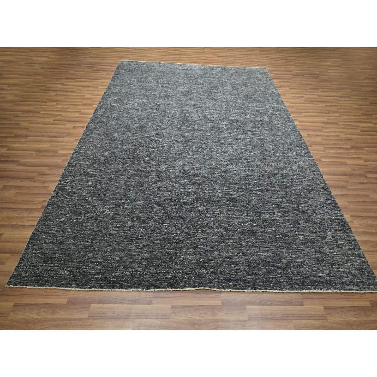 8'1"X10'1" Dim Gray Hand Knotted Kohinoor Small Geometric Design Wool Rug