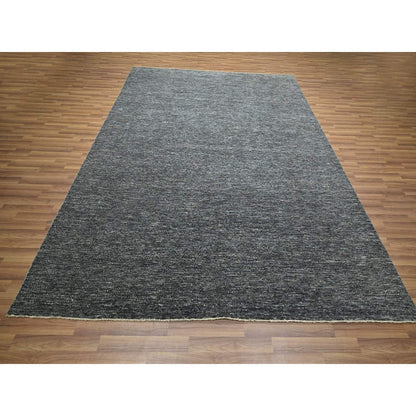 8'1"X10'1" Dim Gray Hand Knotted Kohinoor Small Geometric Design Wool Rug