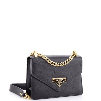 Prada Envelope Flap Chain Shoulder Bag Saffiano Leather Small