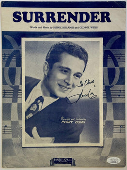 Perry Como Surrender Autographed Sheet Music (Jsa)