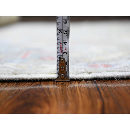 4'5"X10' Swamp Green Wool Weft Angora Oushak Wide Runner Oriental Rug