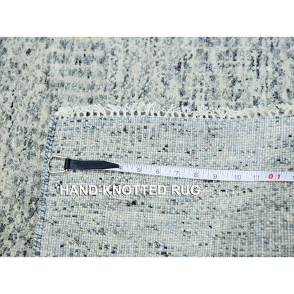 2'7"X9'10" Boothbay Gray Modern Hand Knotted Grass Design Wool Runner Rug
