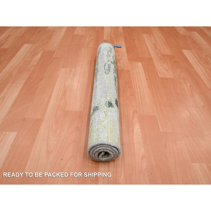 2'1"X3' Vineyard Green Crocodile Safari Design 100% Silk Hand Knotted Rug