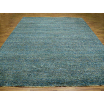 12'X12' Jungle Green Kohinoor Herrita Hand Knotted Pure Wool Square Rug