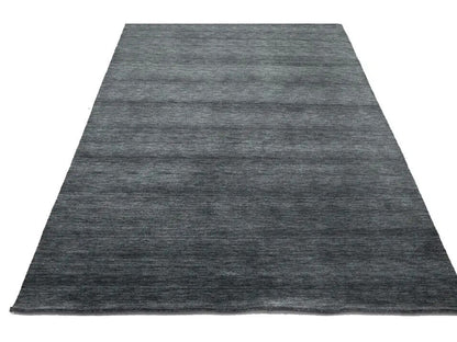 Solid Charcoal Hand-Loomed 6X9 Gabbeh Wool Rug