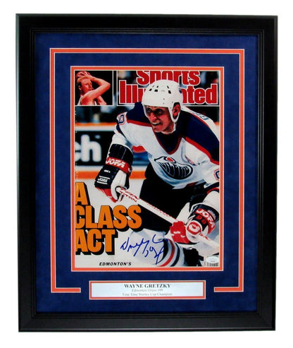 Wayne Gretzky Hof Autographed 11X14 Sports Illustrated Photo Oilers Framed Jsa