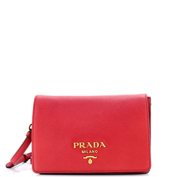 Prada Dual Strap Flap Crossbody Bag Vitello Daino Small